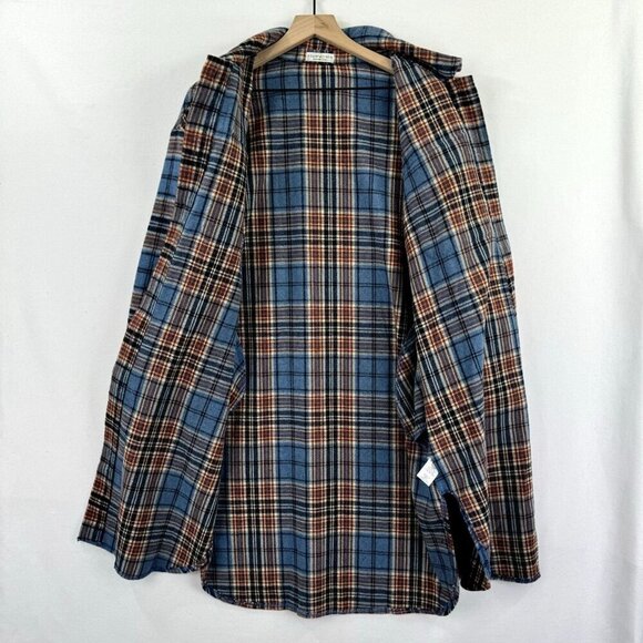 Paper Crane Blue and Brown Plaid Utility Jacket - Picture 7 of 16